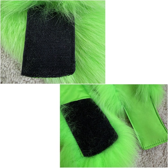 Pologeorgis Genuine Neon Dyed Fox Fur Velcro Scarf Headband Collar in Green - Picture 13 of 17